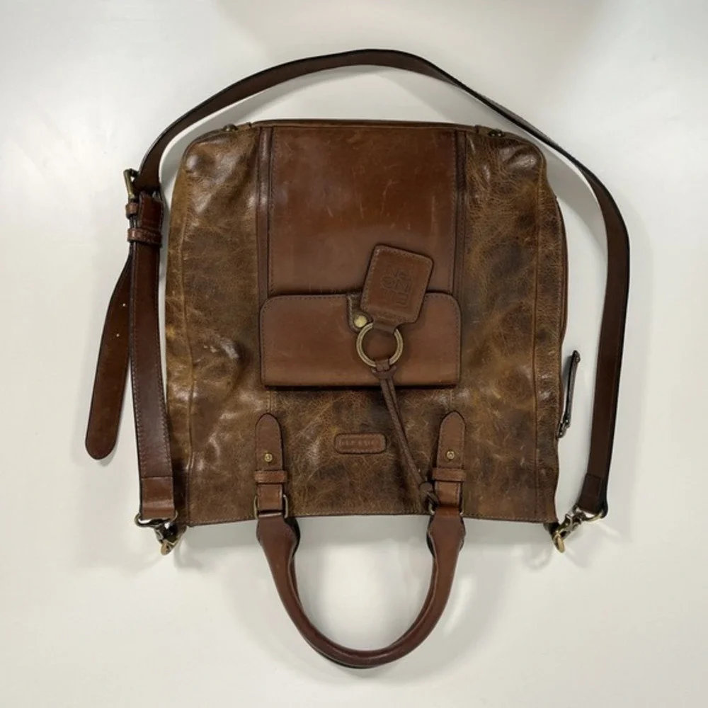 Ellington‎ Brown Leather Tote Bag with Front Pocket